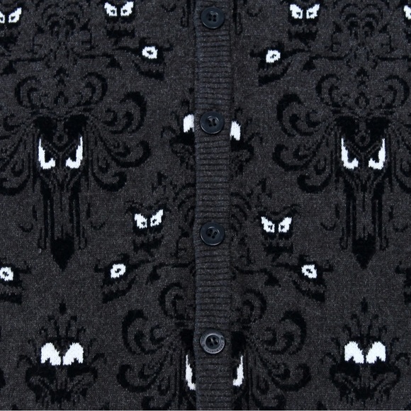 NWT Cakeworthy Disney Haunted Mansion Wallpaper Cardigan Size Medium Sweater - Picture 6 of 15